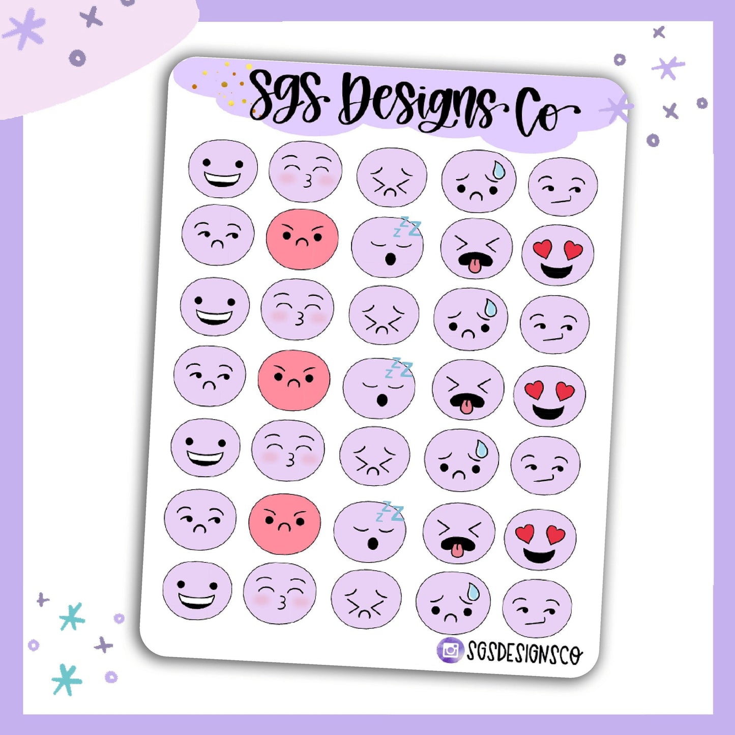 Emoticons Faces Sticker Sheet