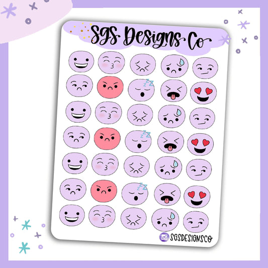 Emoticons Faces Sticker Sheet