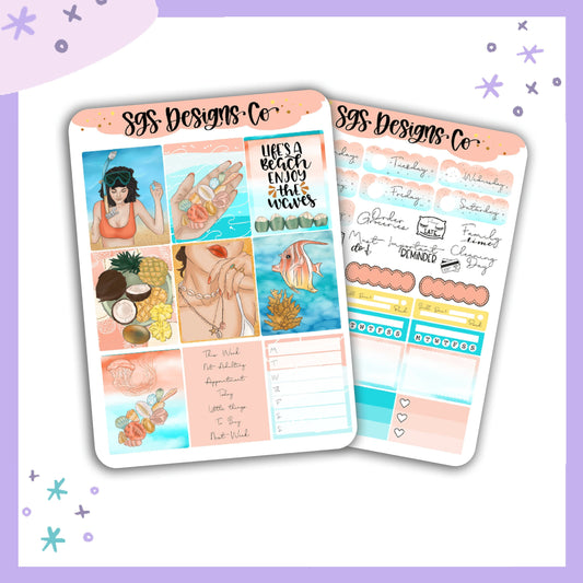 Beach Day Mini Planner Sticker Kit