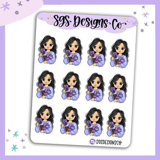 Miss Lady D Bookworm Sticker Sheet