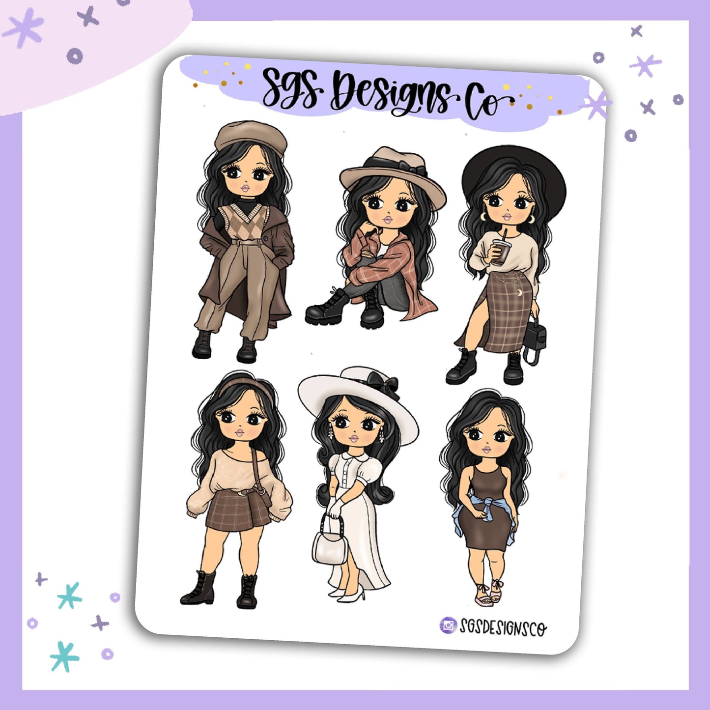 Miss Lady D Fashionista Autumn Sticker Sheet