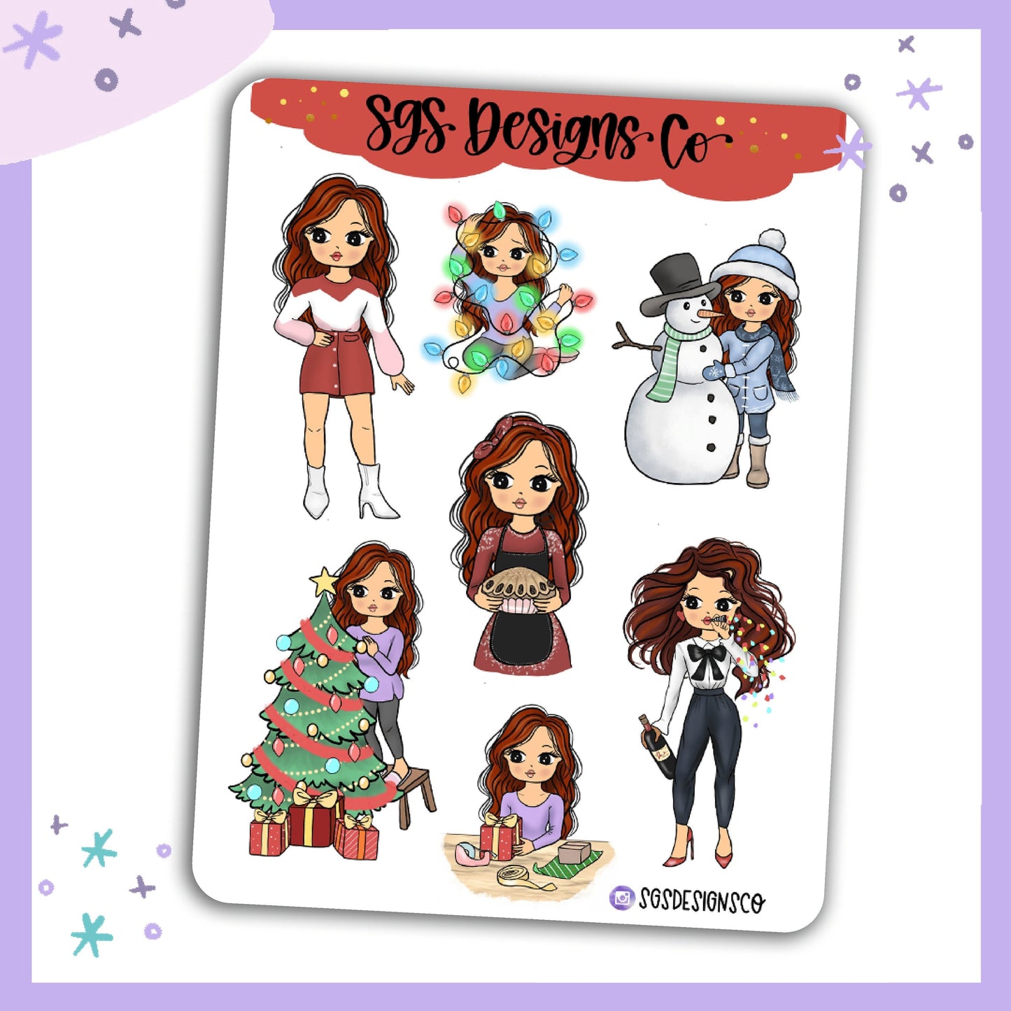 Miss Lady D Fashionista Holiday Sticker Sheet