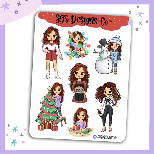 Miss Lady D Fashionista Holiday Sticker Sheet