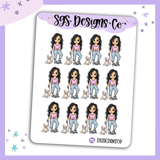 Miss Lady D Dog Walker Sticker Sheet