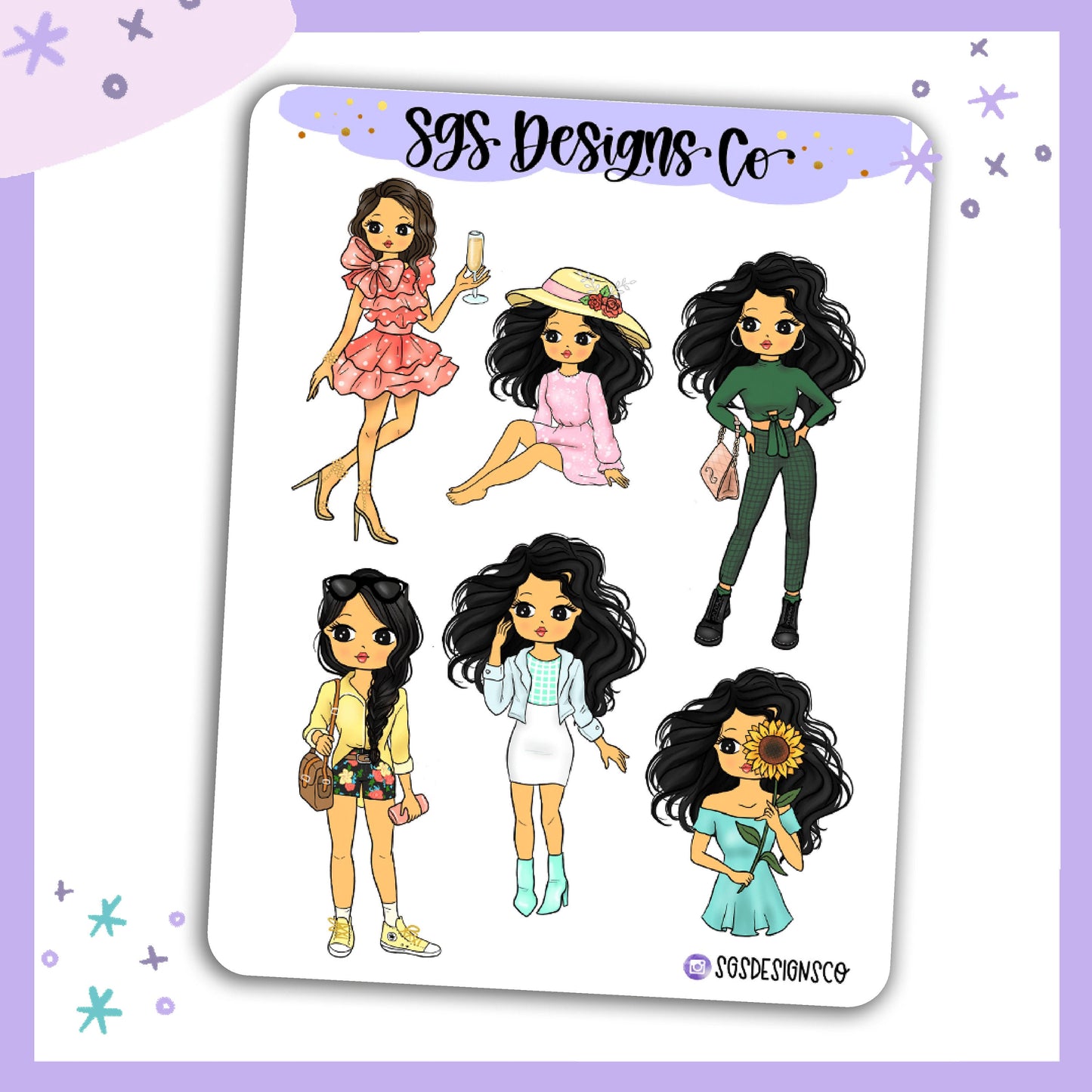 Miss Lady D Fashionista Spring Sticker Sheet